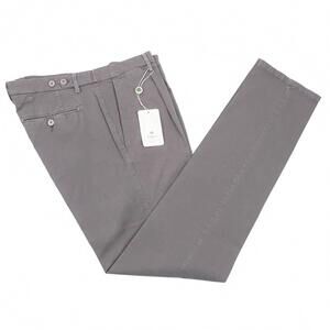 NEW LUIGI BORRELLI NAPOLI men's slim-fit cotton pants in medium gray